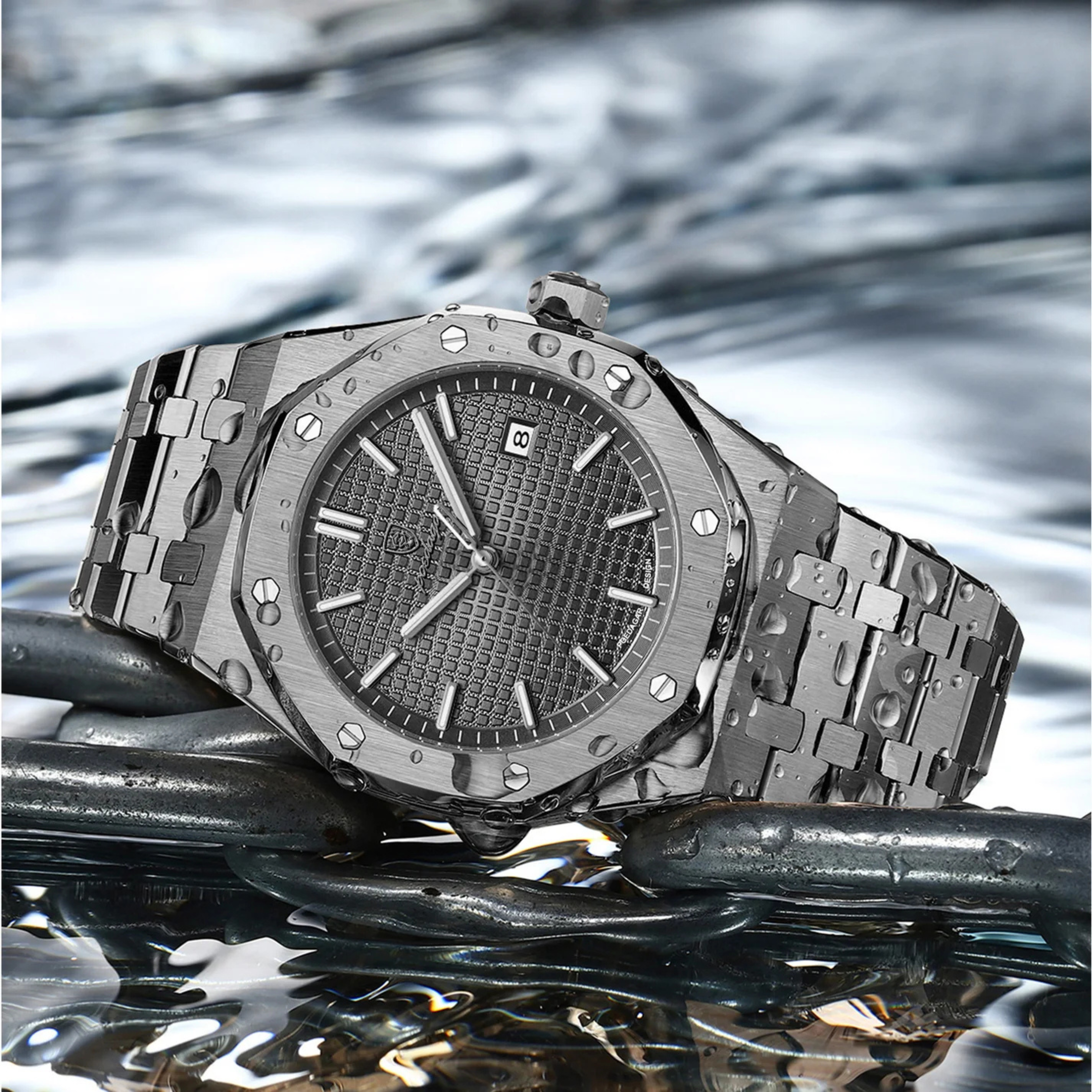 POEDAGAR Luxury Black Quartz Sports Watch for Men