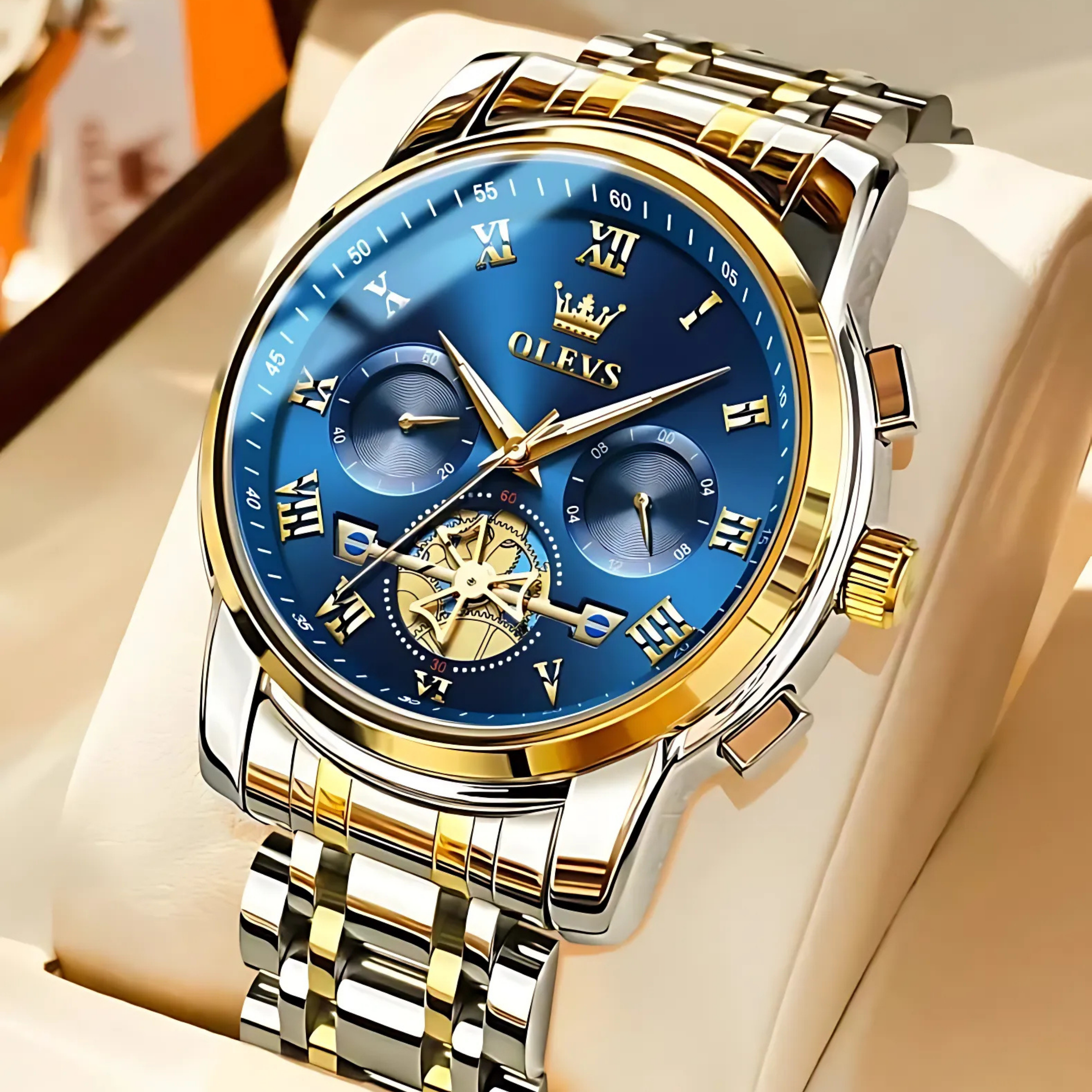 OLEVS Men's Analog Quartz Watch - Black Gold