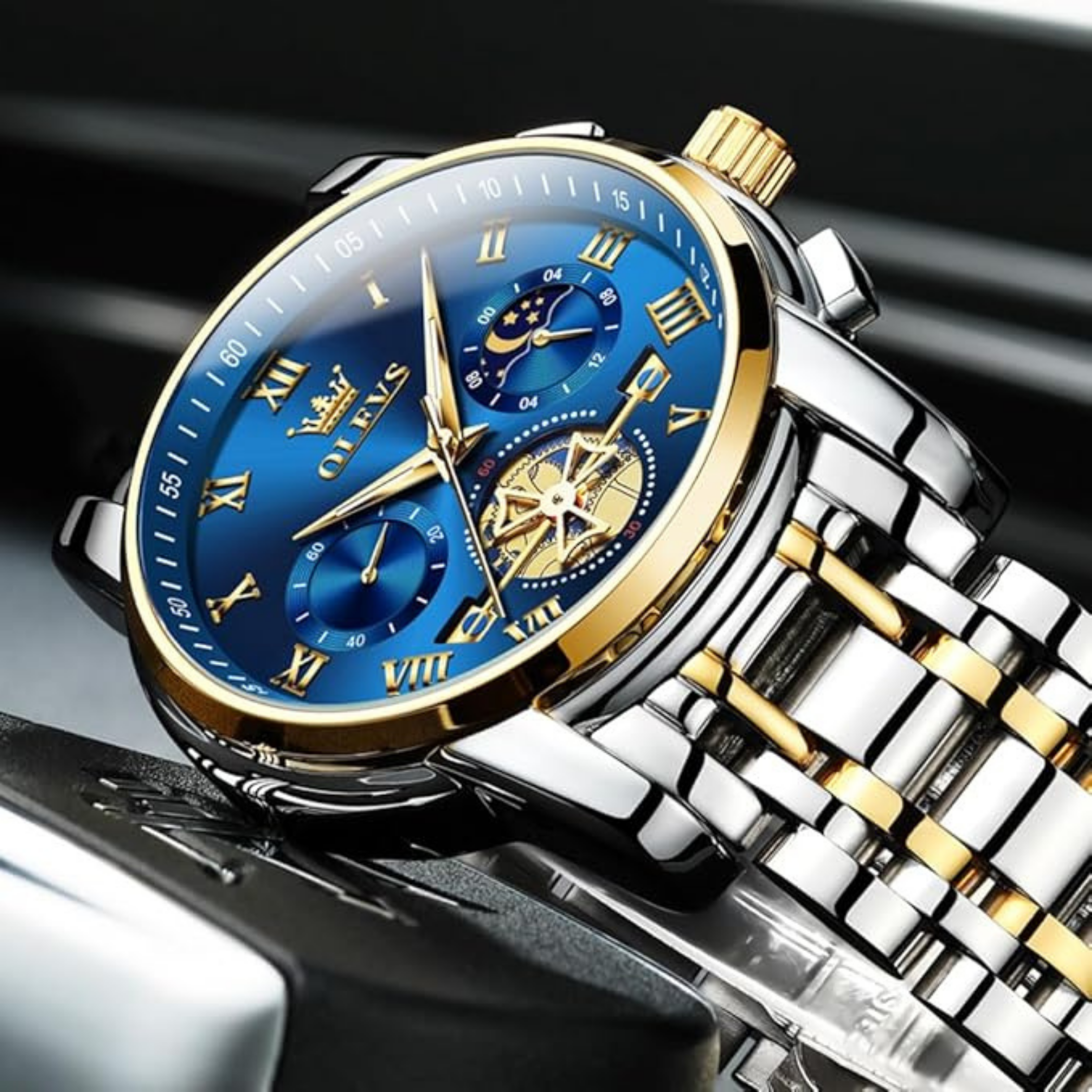 OLEVS Men's Analog Quartz Watch - Black Gold