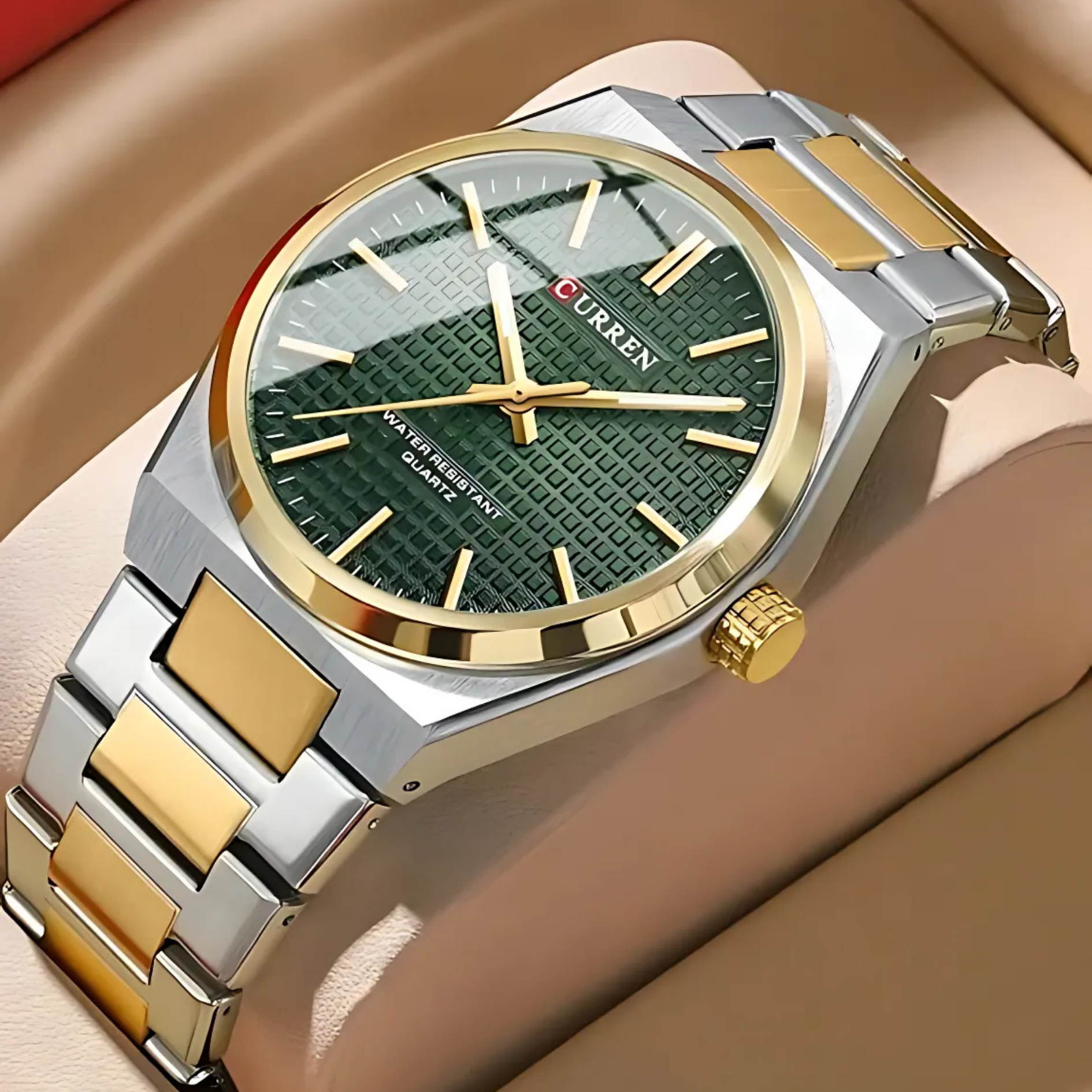 CURREN Two-Tone Strap with Green Dial