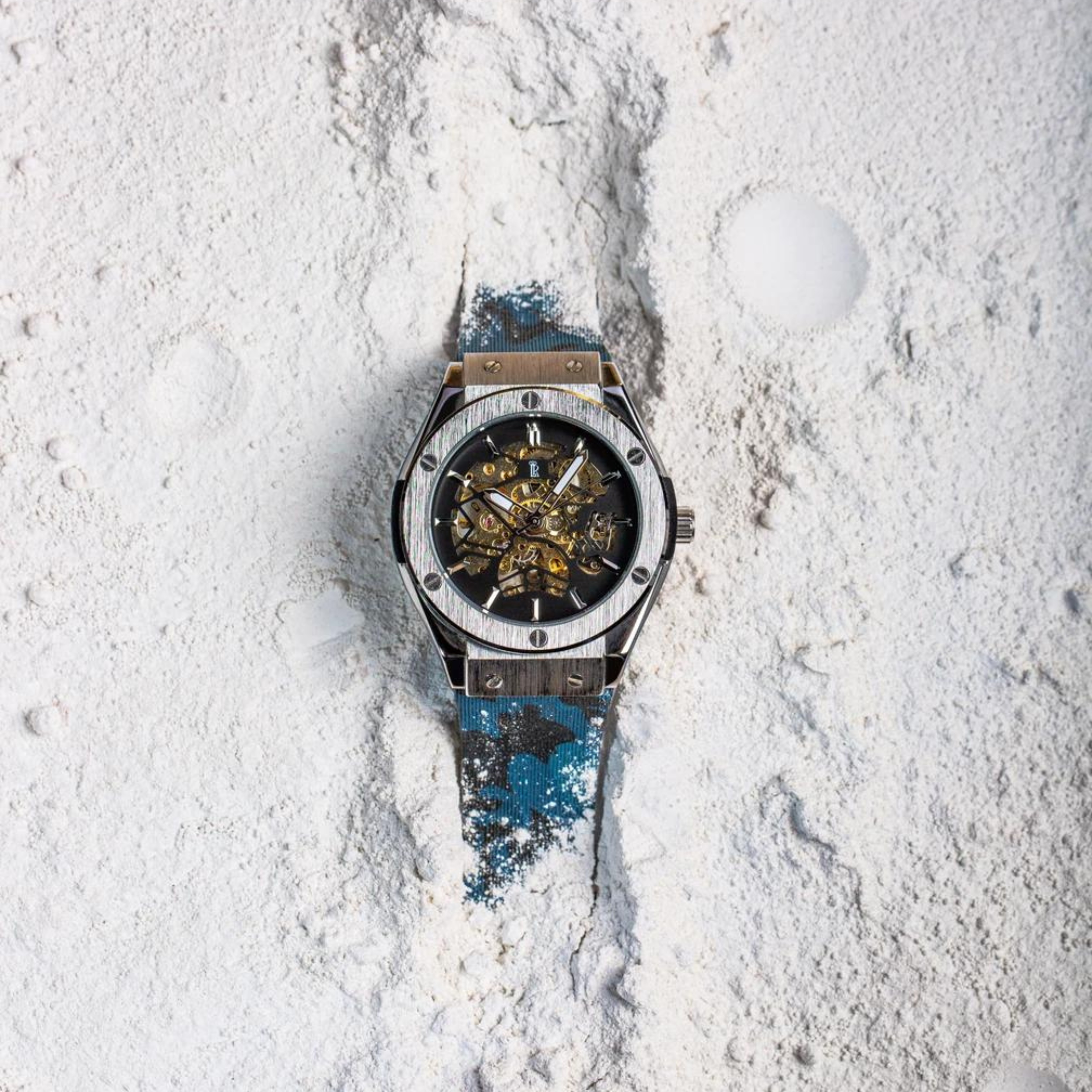 TWC A:389 Automatic Golden Dial Silicone Strap Watch