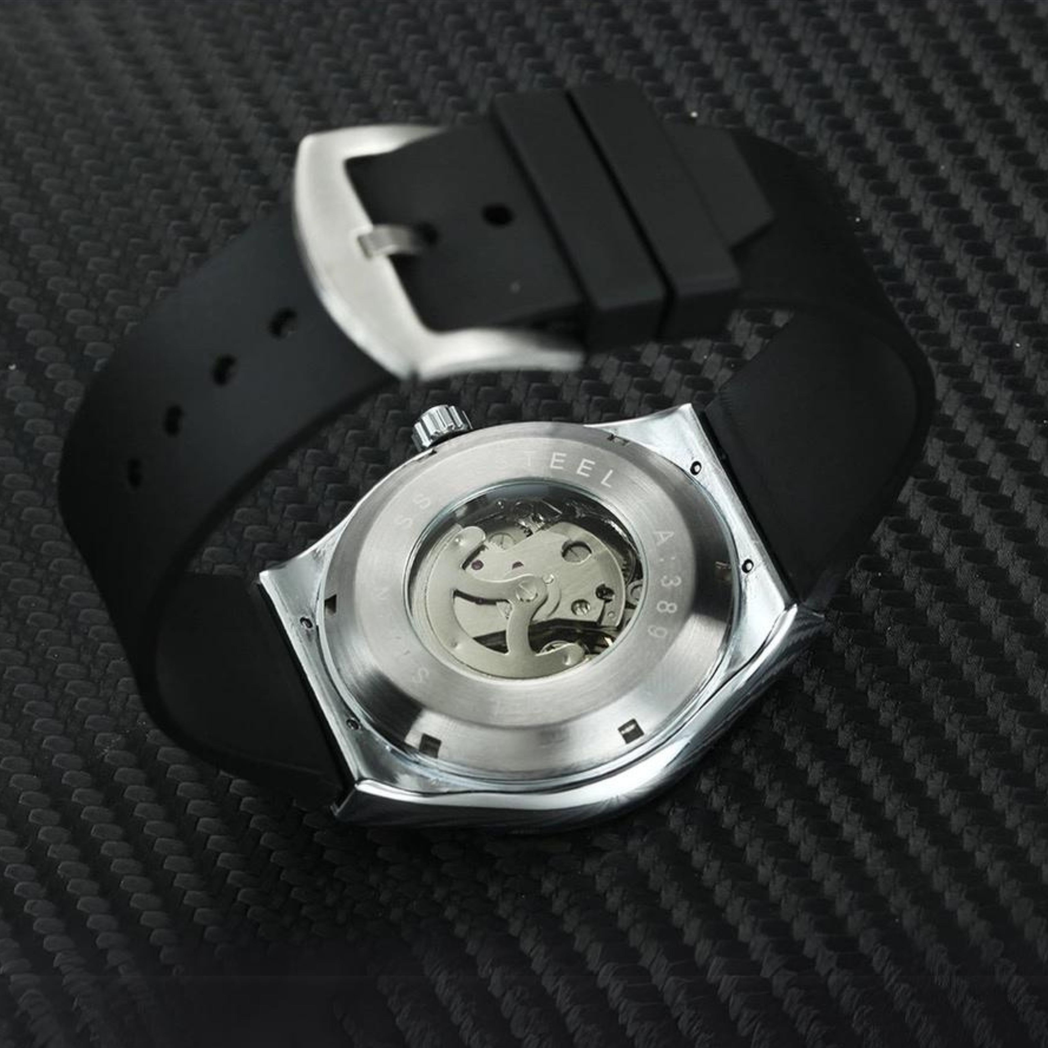 TWC A:389 Automatic Golden Dial Silicone Strap Watch