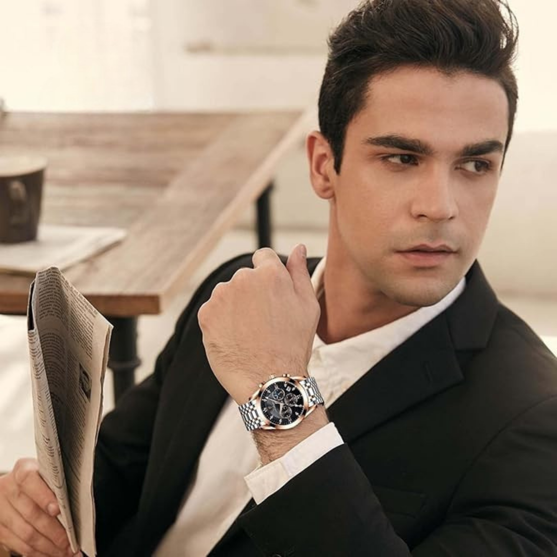 POEDAGAR Two-Tone Strap : 3 Sub Dial