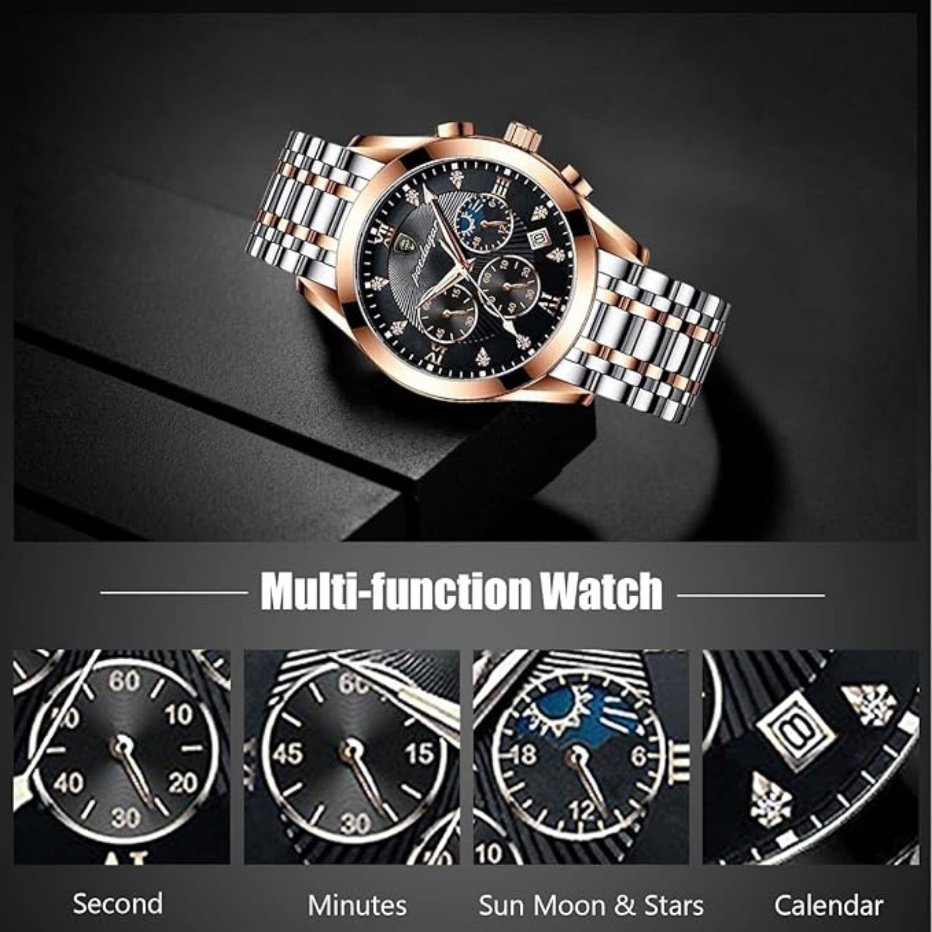 POEDAGAR Two-Tone Strap : 3 Sub Dial