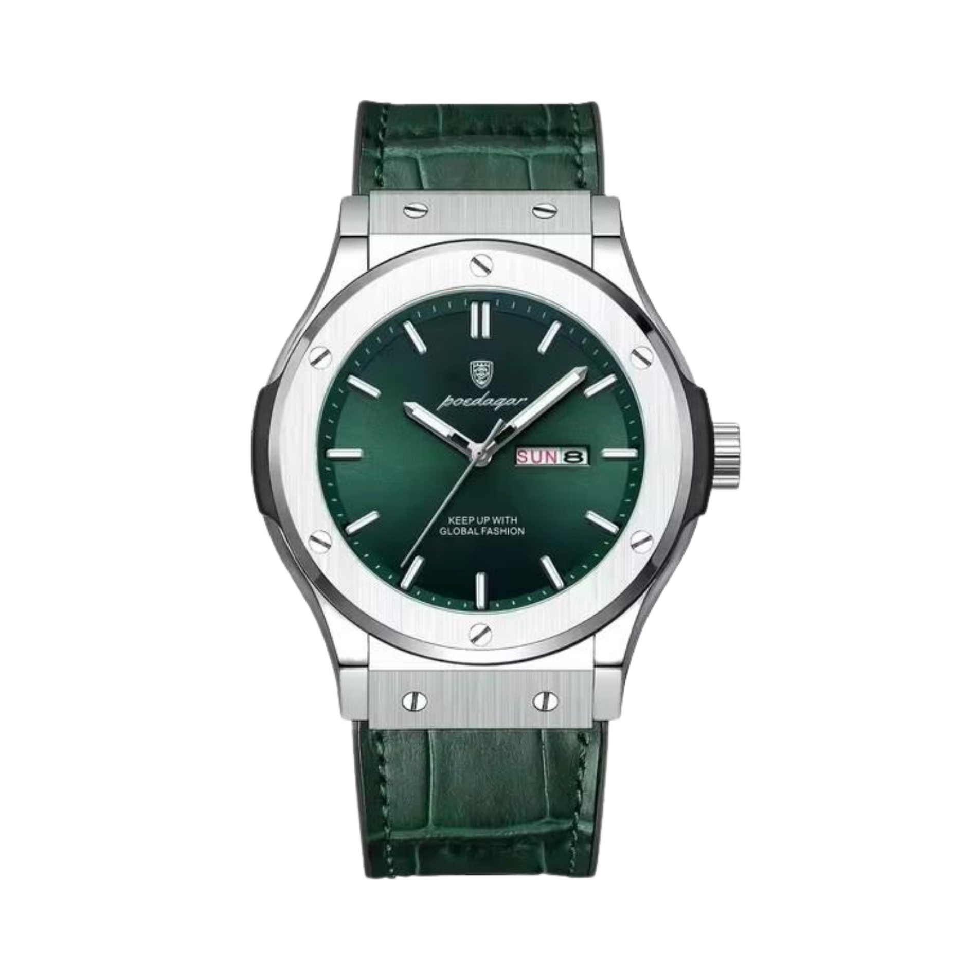 POEDAGAR CLASSY Quartz Watch for Men Green Strap