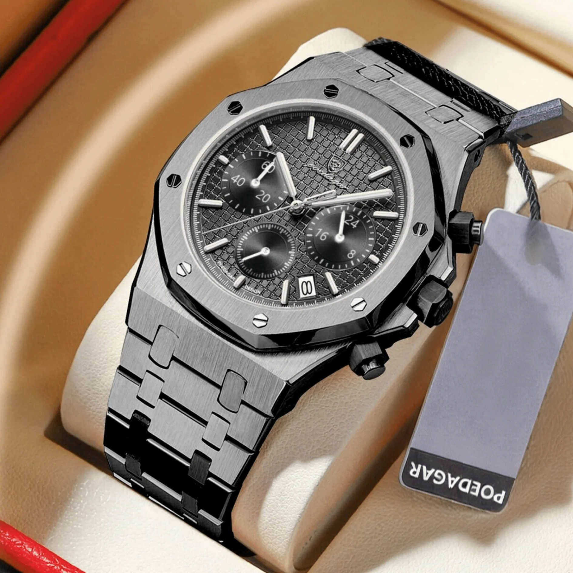 POEDAGAR Chrono  Stainless Steel Chronograph Watch