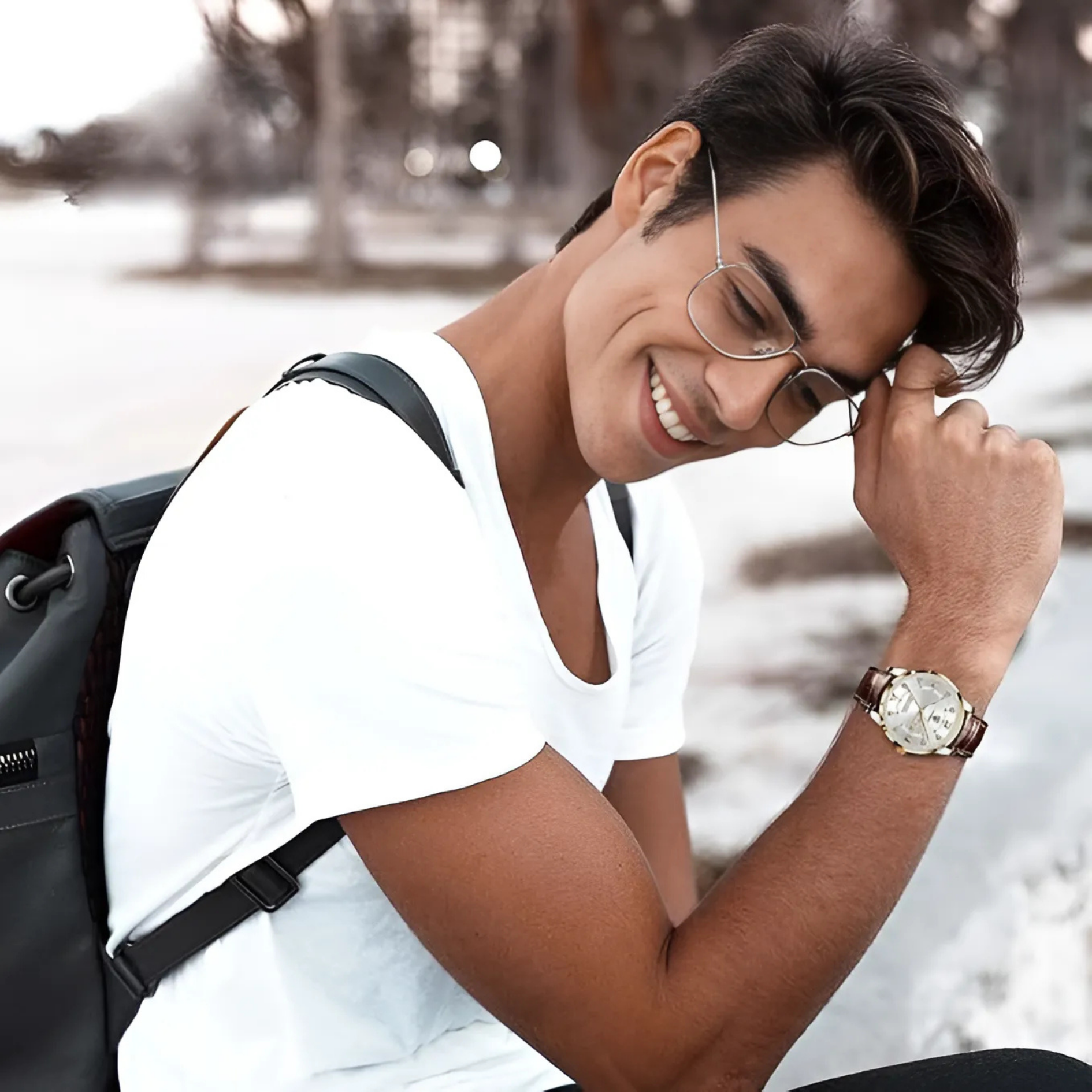 POEDAGAR PREMIUM Quartz Watch with Leather Strap