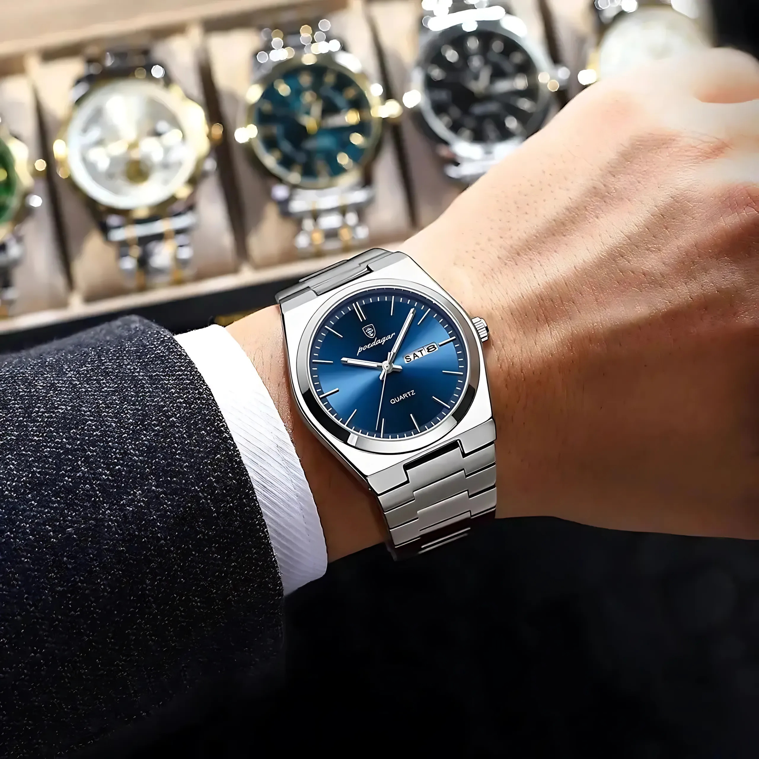 POEDAGAR Luxury Quartz Watch for Men