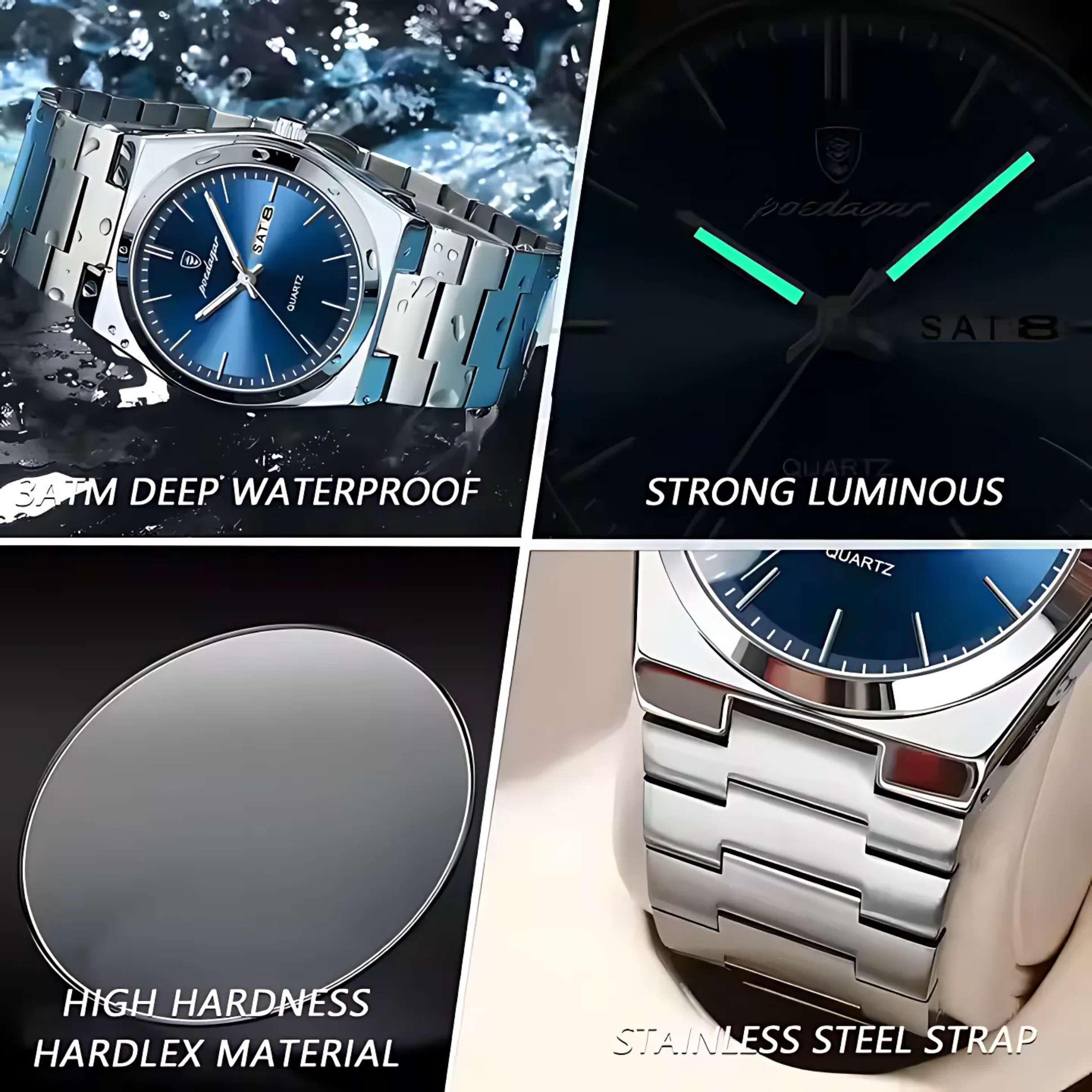 POEDAGAR Luxury Quartz Watch for Men