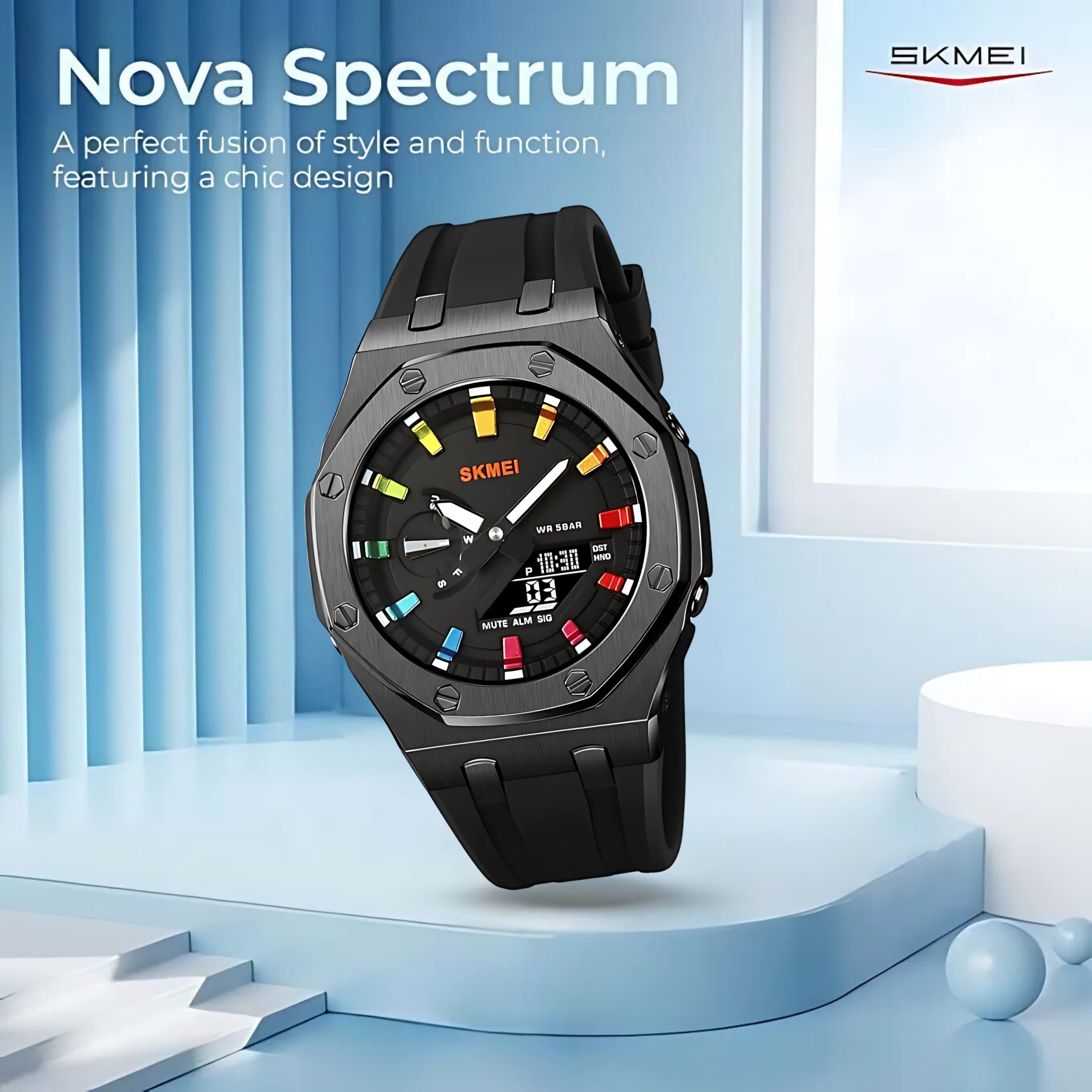 SKMEI Dual-Display Analog-Digital Watch