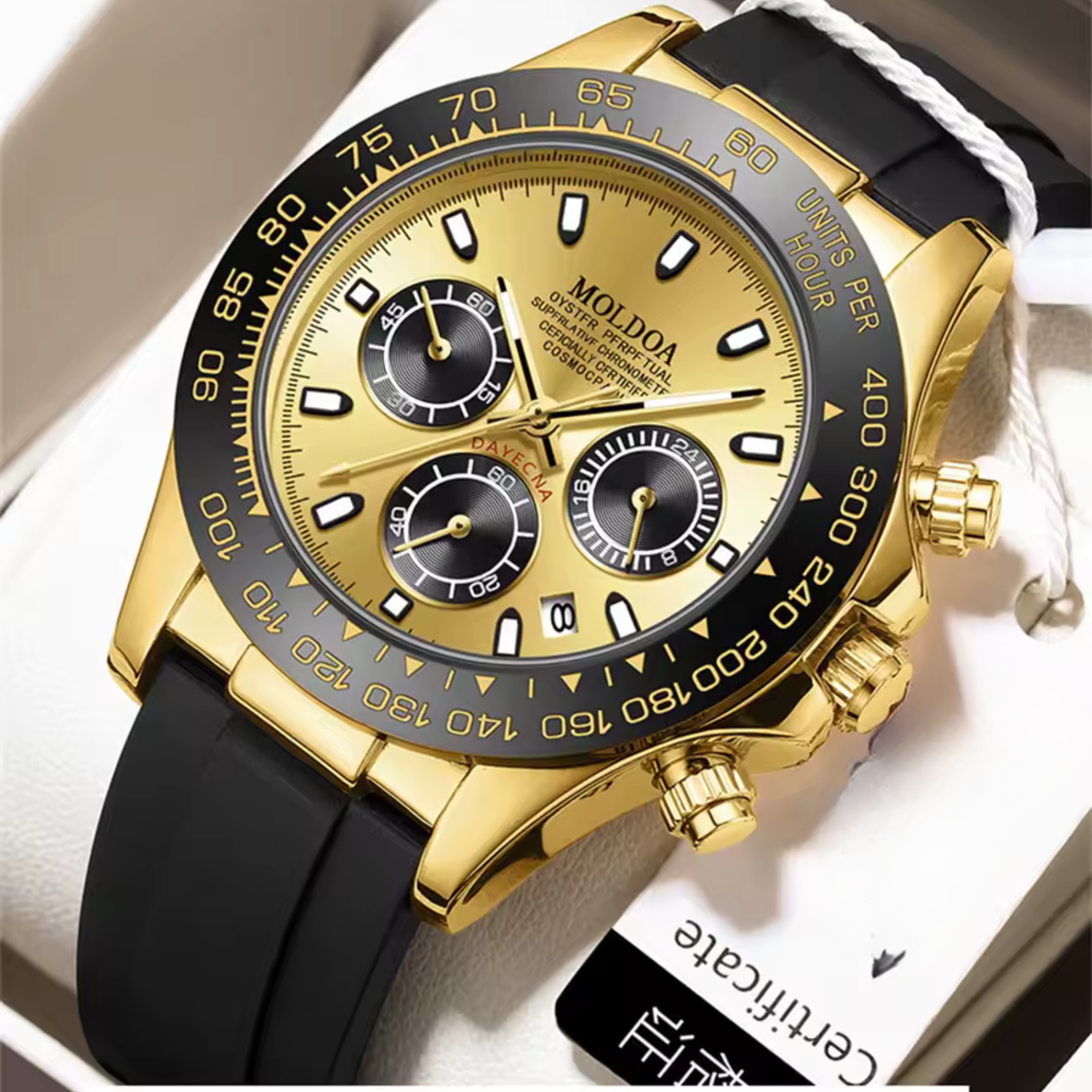 Moldoa  Sporty Look Black Strap Men's Quartz Watch