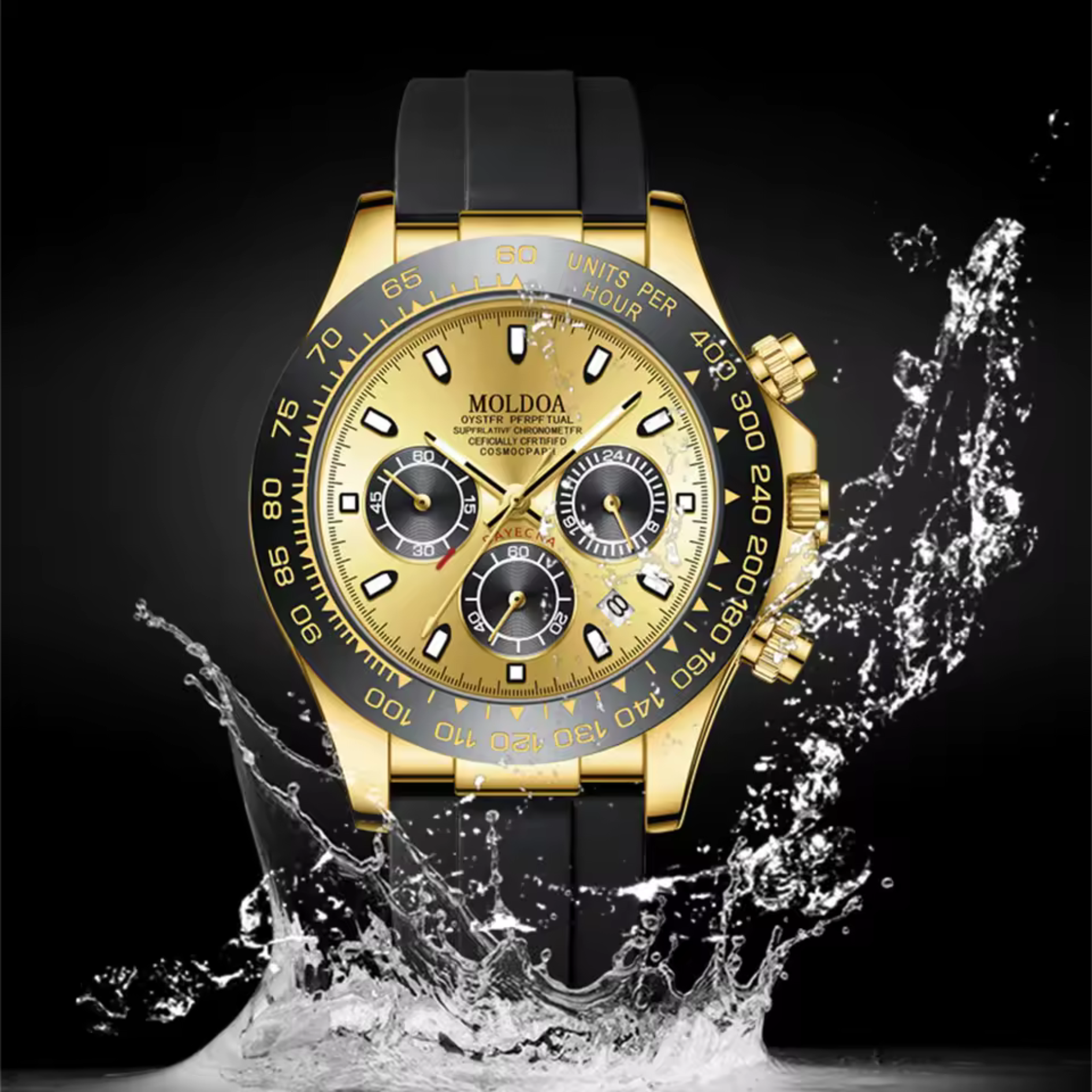 Moldoa  Sporty Look Black Strap Men's Quartz Watch