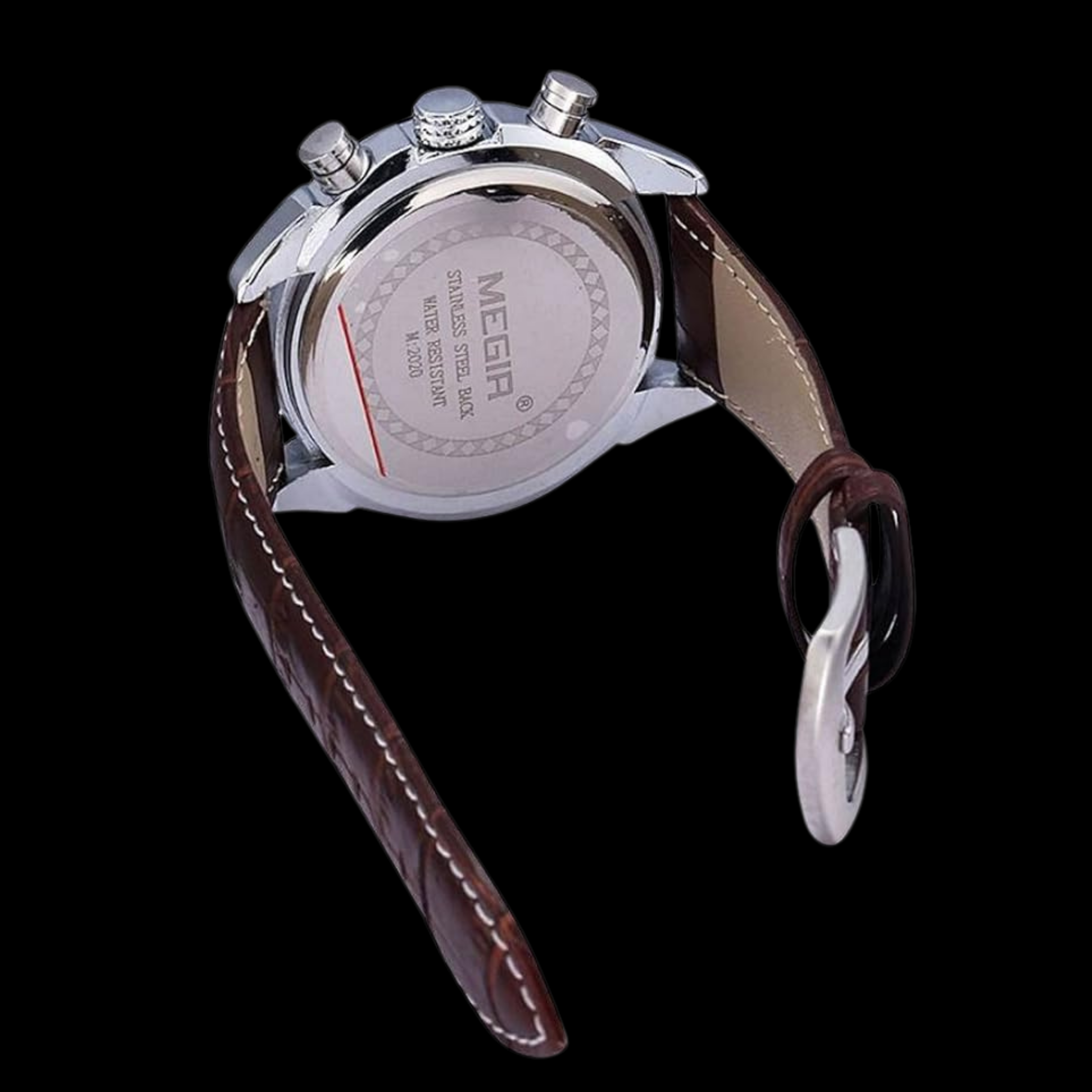 Megir Chronograph Quartz Watch with Leather Strap